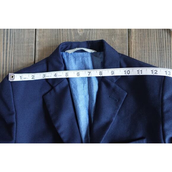 Nordstrom Blazer Boys 12 Navy Wool Plaid Lined Suit Jacket Coat Preppy Heritage - Picture 9 of 14